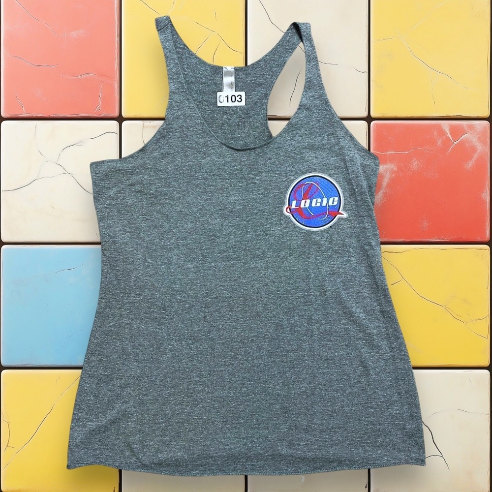 Logic Rap Racerback Logo Tanktop Y2K Womens M Gray Hip Hop Music Athletic Shirt